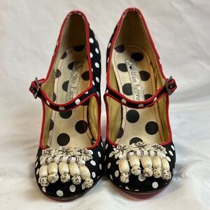 Christian Lacroix Black and White Polka Dot Mary Jane Shoes